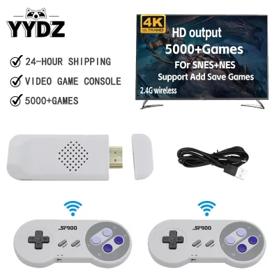 SF900 Console de videogame SNES NES Construído em 5000 Jogos HDMI Vídeo TV Game Stick 2.4G Controlador sem fio Console de jogos portátil