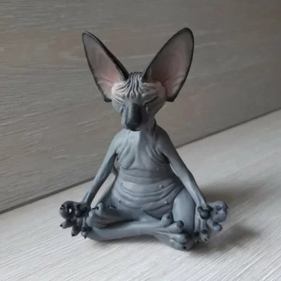 Estatueta de gato caprichoso de buda sphynx, meditação, yoga, decoração de gato feliz, esculturas de arte, estátuas de jardim ao ar livre