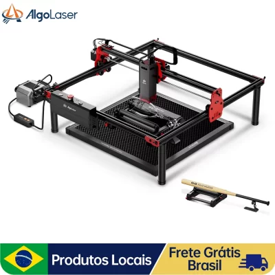AlgoLaser DIY KIT 10 Gravador a laser com rotação e controle de aplicativo de assistência de ar Gravador a laser e máquina cortadora de metal, madeira e vidro