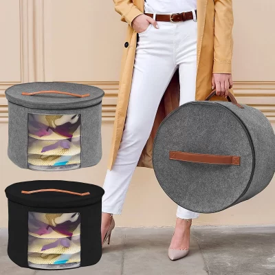 Saco de suporte caixa de armazenamento de feltro caso poeira bens domésticos diversos armazenamento chapéus balde roupas organizadores grande capacidade sacos de viagem