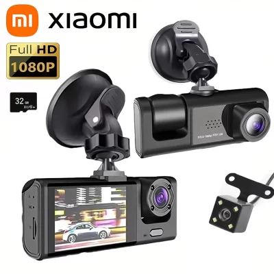 Xiaomi hd 1080p 3 lentes vídeo dashcam visão noturna de alta definição do veículo gravador carro dvr registrador dashcam filmadora