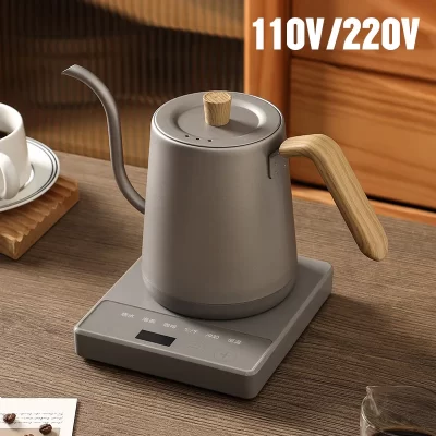 Chaleira elétrica pescoço de ganso, 800ml, fermentação manual, bule inteligente, controle de temperatura, 1000w, aquecimento rápido, 110v/220v