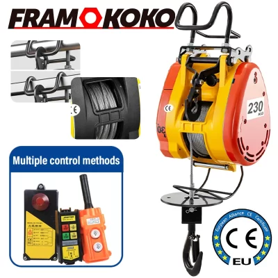 Guincho elétrico 3 em 1 portátil com controle pendente de 1100LBS e operação sem fio para garagem, oficina verticalmente e horizontal
