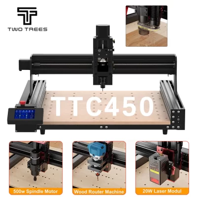 Twotrees cnc roteador fresadora máquina de corte 3 eixos/4 eixos ttc450 gravador a laser para acrílico pcb madeira pvc mdf vidro metal jóias