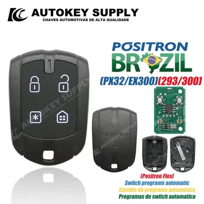 Autokeysupply AKBPCP126AT PXN52 DPN52 Alarme Remoto Chave 4 Botão Sistema Duplo Programa (293/300) Para o Brasil Positron Flex