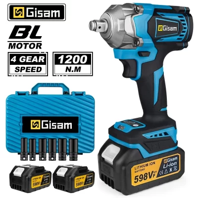 Gismo 1200nm chave de impacto elétrica sem escova 1/2 polegada alto torque sem fio ferramentas chave elétrica para makita 18v bateria pino