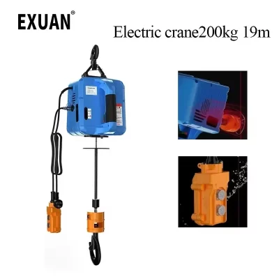Mini grua elétrica portátil guincho elétrico de controle remoto sem fio 220v guindaste pequeno casa 1 tonelada decoração guindaste Com controle remoto sem fio para a proteção de sobrecarga de levantamento da fábrica do