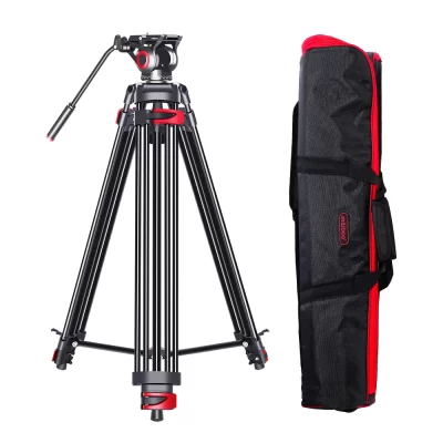 Miliboo mtt602a tripé de câmera de cabeça fluida de alumínio portátil profissional para filmadora/suporte dslr tripé de vídeo 76 "altura máxima