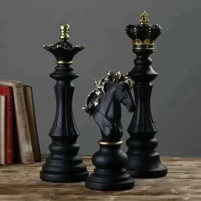 Estatueta De Xadrez Internacional Resina Para Decoração De Interior, Estatueta Retro, Escultura Rei Cavaleiro, Decoração De Mesa, Sala De Estar
