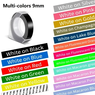 Macaron 3D Plastic Tape for Dymo Embossing Label, Máquina de escrever manual, Novo, 9mm, Motor E101, E202, 12965, 1610