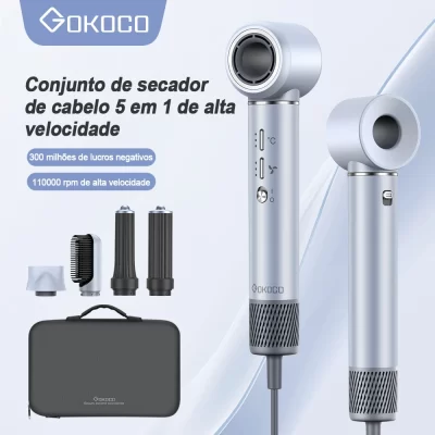 Gokoco S1 Pro Versátil 5 em 1 Conjunto de secador de cabelo Cabeça de alisamento magnético Pente de ondulação