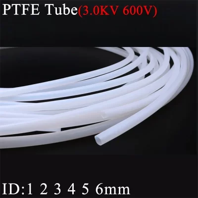 Tubo ptfe de 1/5m para peças de impressora 3d, tubo de 1mm 2mm 3mm 4mm 5mm 6mm, mangueira isolada, tubo rígido, resistência à corrosão de temperatura 600v