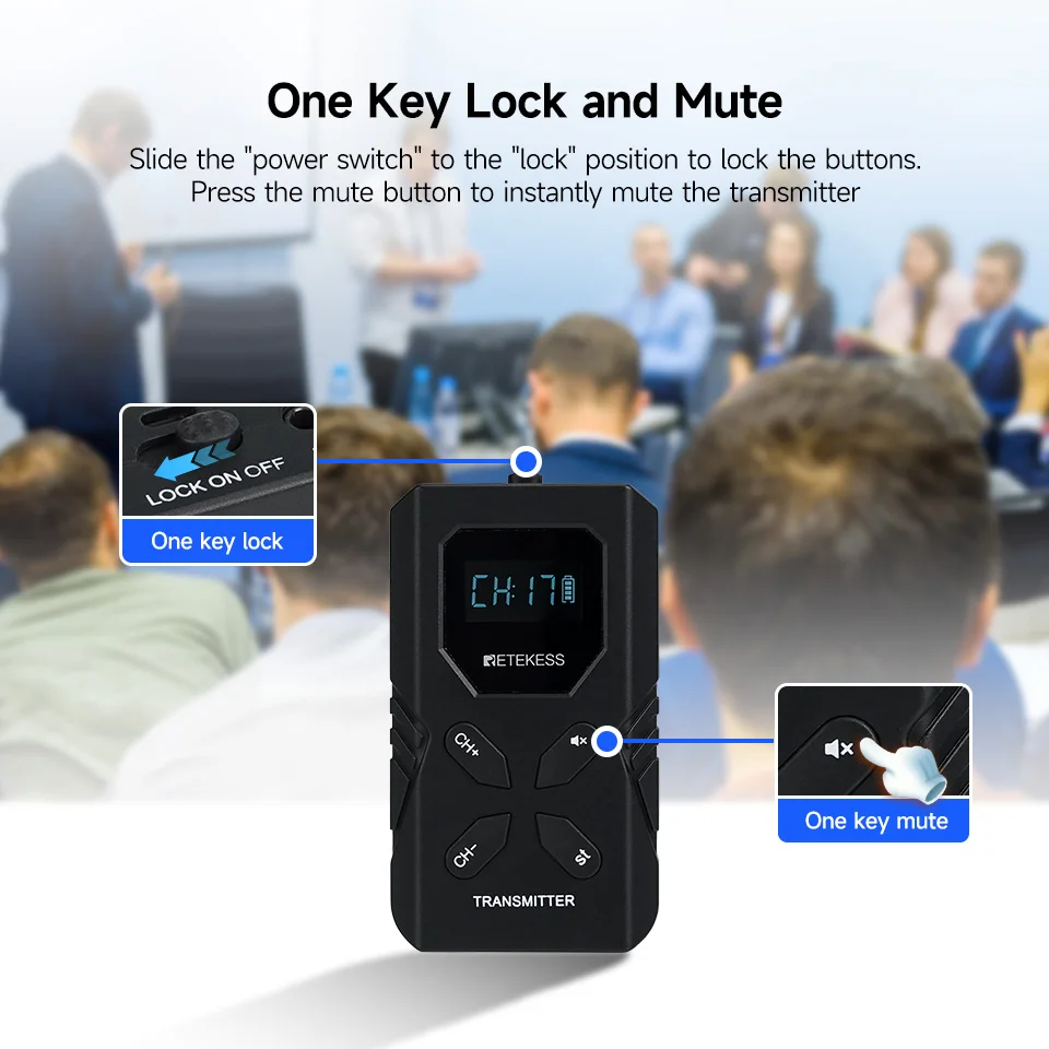Retekess TT117 Transmissor Receptor Para Rádio FM Portátil Radio Comunicador Sistema de Guia turístico para Tradução Simultânea Museu Lgreja Conferência Reunião Treinamento de Fábrica Radio de Comunicação - Image 5
