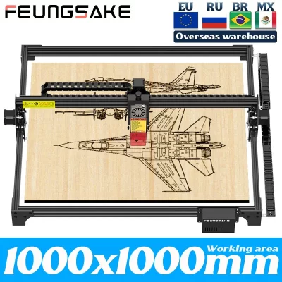 Máquina de corte e gravação a laser, área de logotipo diy, 1000x1000mm, 21w, máquina de corte a laser para gravador e cortador de madeira