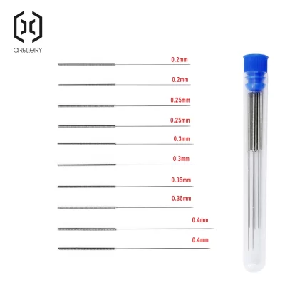 Ferramenta de agulha de limpeza de bico de aço inoxidável, 10 peças, 0.2mm 0.25mm 0.3mm 0.35mm 0.4mm, brocas para bico v6, impressora 3d