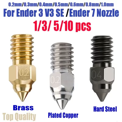 Bico de alta velocidade para ENDER 7 Spider Ender 3 V3 SE ender 5 S1 0.2 0.4 0.6 0.8 1.0mm Bicos de peças de impressora 3D 3/5/10pcs
