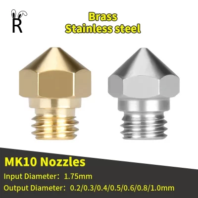 Bico hotend para impressora 3d mk10 m7, rosca 0.2/0.3/0.4/0.5/0.6/0.8/1.0mm para filamento de 1.75mm, peças de impressora 3d, kit de atualização de bico