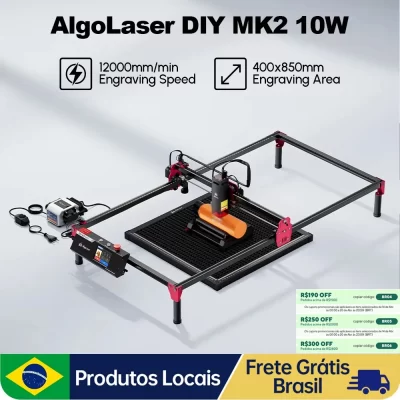 AlgoLaser AlgoOS Controle DIY KIT MK2 10W Laser Gravador Máquina de Cortador 3.5 Polegadas Tela Sensível Ao Toque Gravar Aço Inoxidável Madeira Acrílico