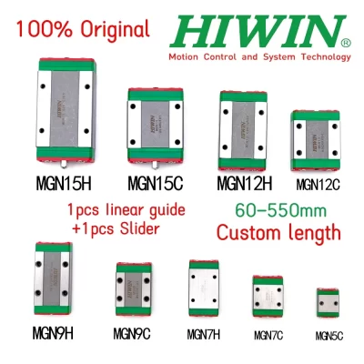 Original hiwin guia linear bloco deslizante transporte mgn7c mgn9c mgn12c mgn15c mgn7h mgn9h mgn12h mgn15h comprimento personalizado impressora 3d