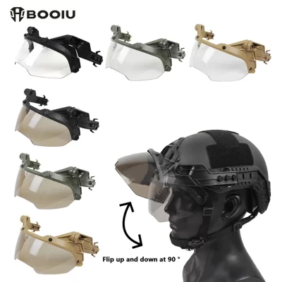 BOOIU Guia de capacete tático ajustável OP Óculos destacáveis FAST MICH Capacete antiembaçante e anti-motim OP CS Óculos de proteção