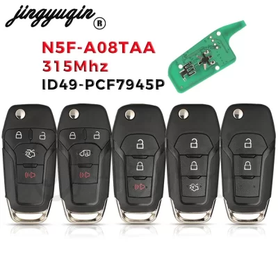 Jingyuqin N5F-A08TAA Flip Remote Chave Do Carro 315MHz ID49-7945P Chip Para Ford Fusion 2013-2016 Fob 2/3/4 Botões Entrada Keyless HU101