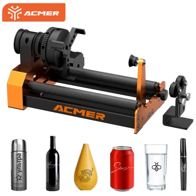 Acmer m4 módulo rotativo de gravador a laser, 4 ° eixo rotativo para superfície curvada, braçadeira de eixo rotativo de 3 mandíbulas, diâmetro 4-64mm, acessórios