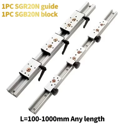 Guia linear de eixo duplo embutido, corrediça de rolo SGR20N de 47mm, 1 bloco SGB20N e 1 guia SGR20N, comprimento 100-1000mm, corrediça para carpintaria