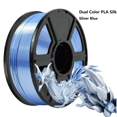 Novo filamento de seda dupla cor pla 1.75mm 1kg 500g 250g impressora 3d material plástico duas cores pla filamento sedoso prata azul