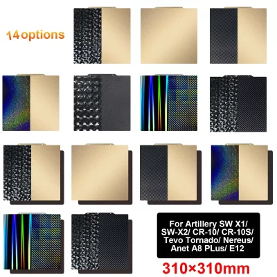 Pey placa de construção pei 310x310 artilharia x2 peo placa pei folha mola aço para impressora 3d cr10 cr10s sidewinder cama magnética