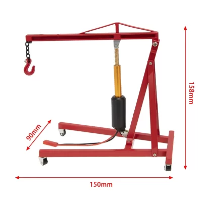 Gato de grua elétrica para carro RC 1/8 e 1/10 com cabide de motor - Acessórios de modelo de garagem de metal durável para carros de brinquedo (preto/vermelho)