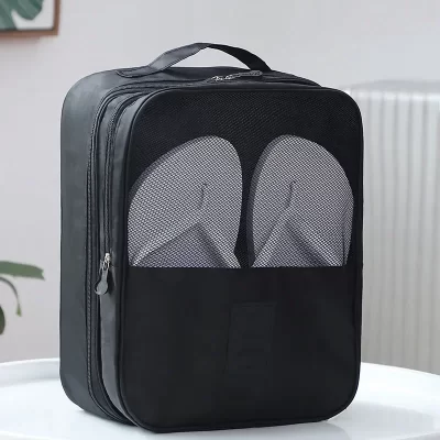 Bolsa de sapato de viagem portátil com 3 camadas, multifuncional, produtos de higiene pessoal, roupas íntimas, organizador de sapatos, acessórios de armazenamento