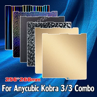 Kobra 3 folha pei para anycubic kobra 3 combo placa de construção 256x268mm impressão dupla face mola folha aço peças impressora 3d cama