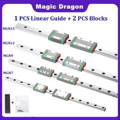 1 peça mgn7 mgn12 mgn15 mgn9 l 100mm 200mm 500mm a 1000mm trilho linear em miniatura + 2 peças bloco de guia linear mgn para peça de impressora 3d