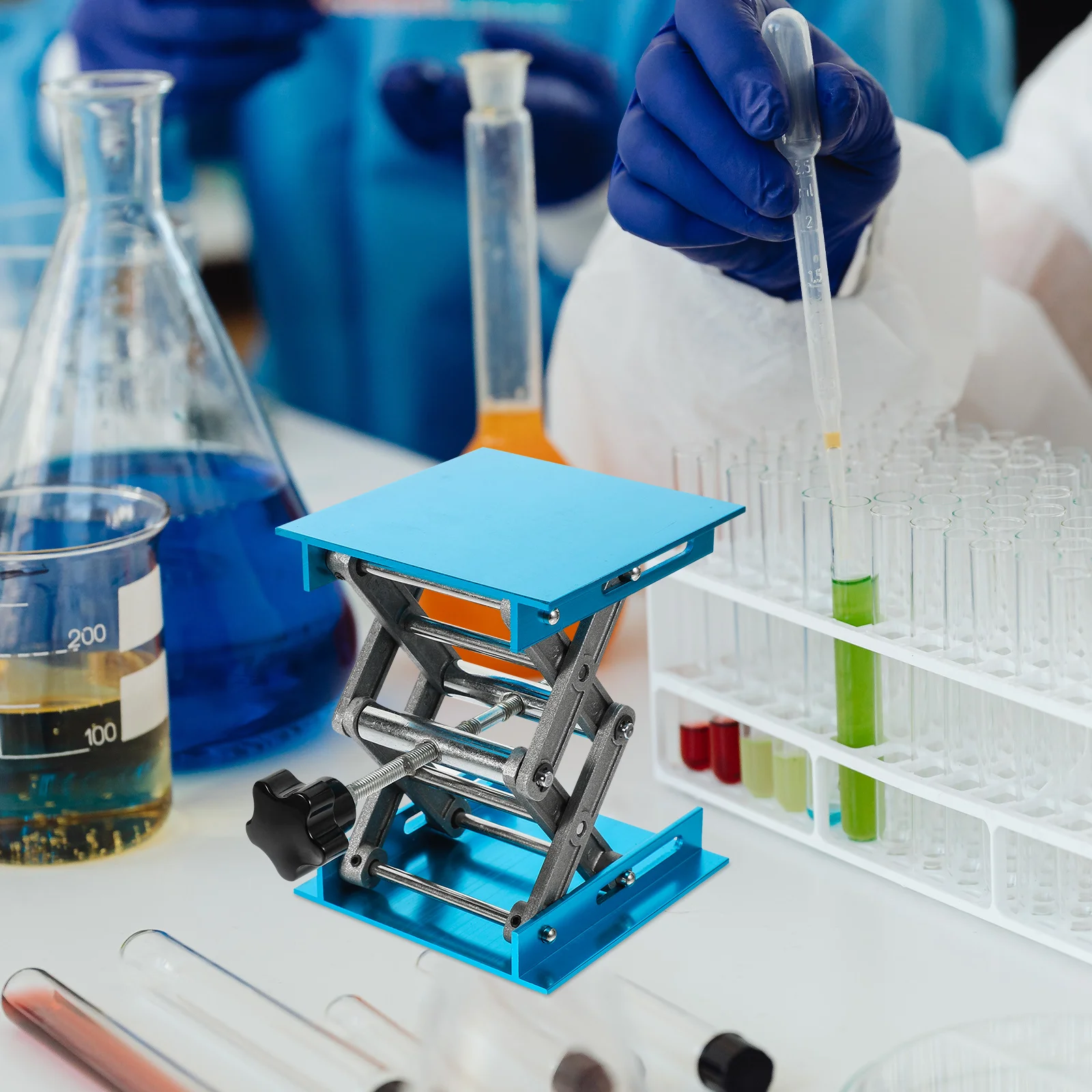 Mesa de elevação de laboratório em aço inoxidável, tesoura, altura ajustável, instrumento, experimento biológico químico físico