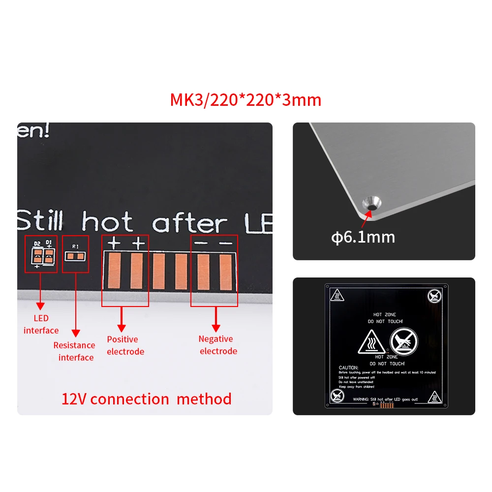 MK2A MK3 MK2B Cama Aquecida PCB Alumínio12V 24V HeatBed Plataforma de Impressão 300x200 214x214 220x220mm Peças de Impressora 3D - Image 5