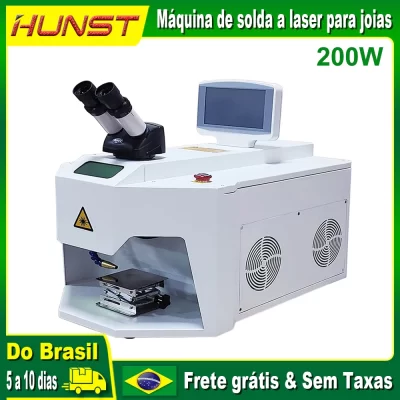 Hunst 200w jóias laser máquina de solda a ponto solda a laser com hd ccd microscópio para ouro prata corrente anel pingente dentadura
