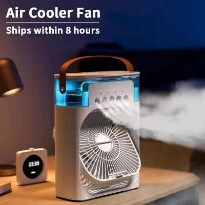 3 em 1 novo ventilador ar condicionado doméstico pequeno refrigerador de ar led night light portátil umidificador ventilador de ajuste de ar escritório casa ventilador