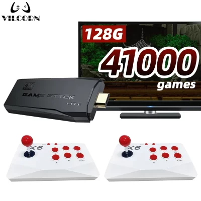 Vilcorn arcade console de videogame 4k tv game stick com arcade duplo joysitck 41000 jogos para mame/sega/ps1/atari presente do miúdo