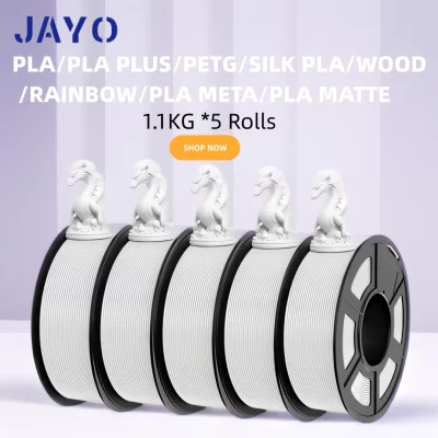 Jayo 5 rolos de filamento 3d pla/pla meta/petg/seda pla +/madeira/pla marmorela/apla 1.75mm1.1kg filamento de impressora 3d para fdm multicolor