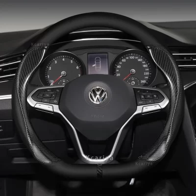 Para vw volkswagen mk2 mk3 mk4 mk5 mk6 mk7 mk8 golf 5 6 7 gti polo r, novo tipo de capa de volante de carro de couro de microfibra