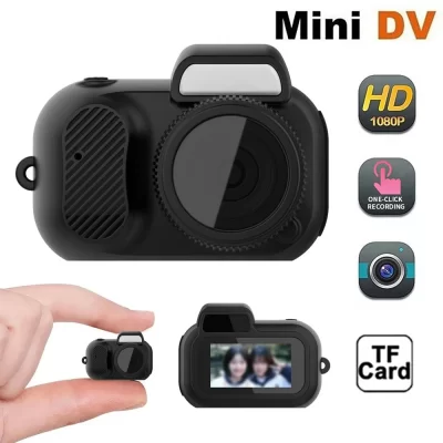Mini câmera com tela mini dv esporte ao ar livre hd 1080p portátil vintage muito pequeno filmadora gravador de vídeo suporte 128g cartão tf