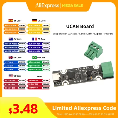 Fysetc ucan placa usb para adaptador can baseado em suporte stm32f072 com canable/candlelight/firmware klipper peças de impressora 3d