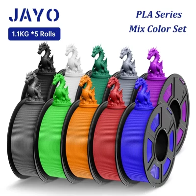 Jayo filamento 3d pla +/pla meta/pla fosco/pla plus 2.0/ pla 1.75mm 5 rolos coloful ordenadamente ferida filamento de impressora 3d 1.1kg