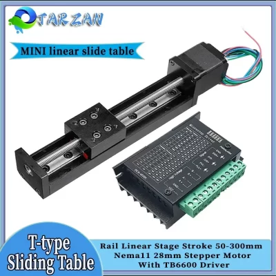 Cnc mini mesa deslizante tipo t 50mm 100mm 250mm 300mm plataforma de trilho linear motorizado nema11 kit de acionamento do motor estágio linear eixo xyz