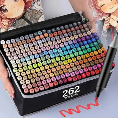 Dual Tip Permanent Alcohol Drawing Markers, Art Sketch Markers para Ilustração, Material Escolar, 24, 36, 48, 60, 80, 120, 168, 262 cores