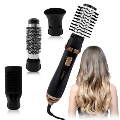 Hatteker ue 4 cabeças escova de ar quente secador de cabelo forte vento alisador elétrico modelador rolo pente ventilador ferramenta estilo para mulher