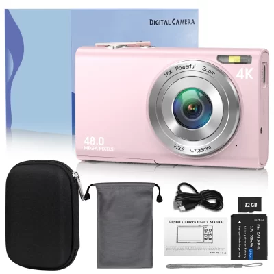 Câmera digital 4K com autofoco Vlogging HD 48MP com câmera filmadora de tela grande de 2,8 "para fotografia para crianças e adultos