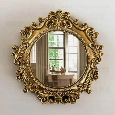 Espelho personalizado de casamento dourado retrô decorativo espelho de vaidade estilo vintage espelho antigo inspirado espelho de sala de estar m001
