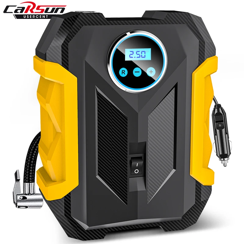 Carsun portátil automóvel compressor de ar digital bomba de inflação dos pneus lâmpada led bomba de compressão dos pneus compressor para carro motocicleta