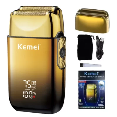 Kemei tx10 barbeador elétrico recarregável facial & barba folha navalha para homens cabeça careca barbear para homens máquina barbeiro